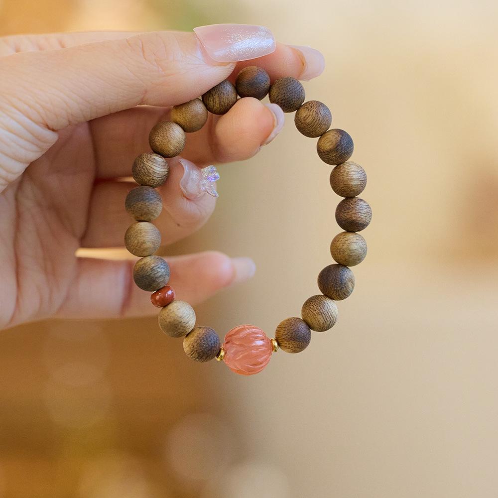 Hainan Natural Qinan Agarwood Bracelet Southern Red Pixiu Bodhisattva Chess Agarwood Beaded Bracelet Buddhist Prayer Beads