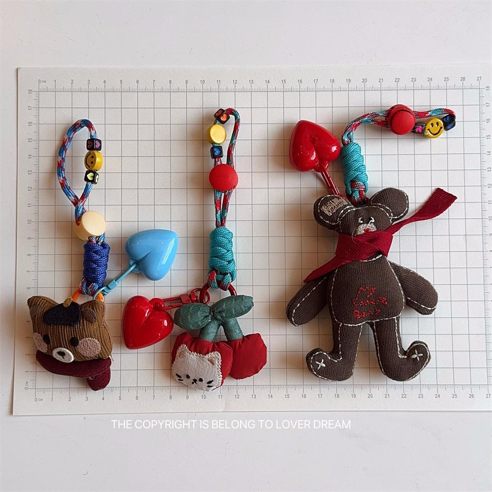 New Cartoon Doll Heart-shaped Lanyard Hanging Ornament Sweet Cute Keychain Bag Pendant Adjustable Lanyard