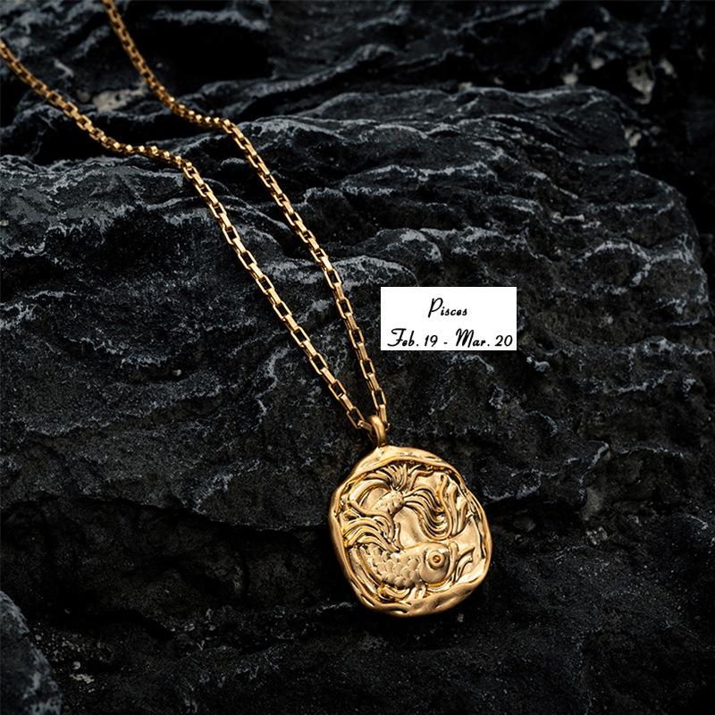 Twelve Constellation Pendant Necklace Furnace Vacuum Electroplating 18k Gold 12 Constellations