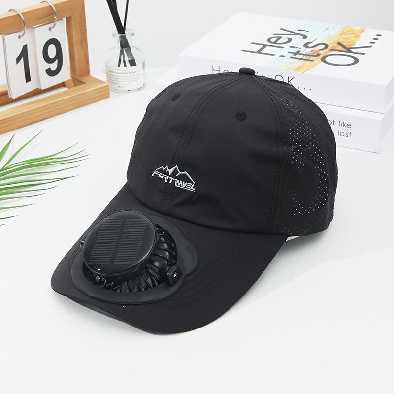 Summer Solar Charging Digital Display Fan Outdoor Quick-Dry Sunshade Sun Protection Wide Breathable Brim Hat Baseball Cap
