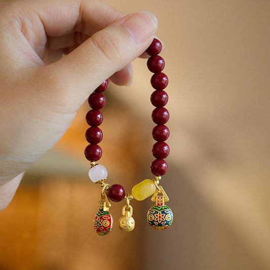 Natural Raw Mineral Purple Gold Sand Cinnabar Bracelet for Women, Gold-Sucking Beast Perfect Bracelet, Zodiac Year Gift