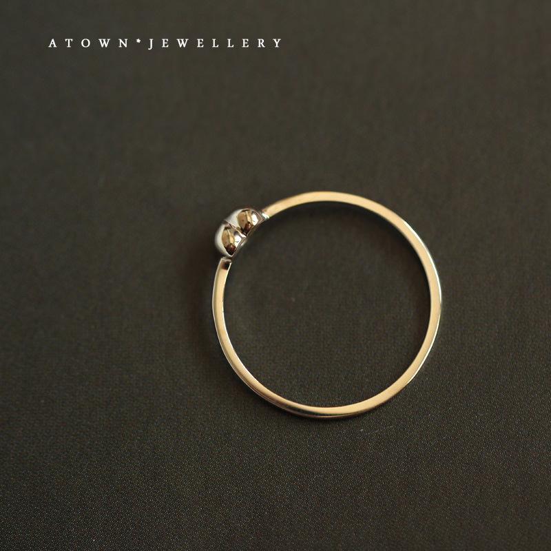 S925 Sterling Silver Plated 14K Gold Small Fat Heart Ring Simple Versatile Super Cute Lovely Thin Heart Ring