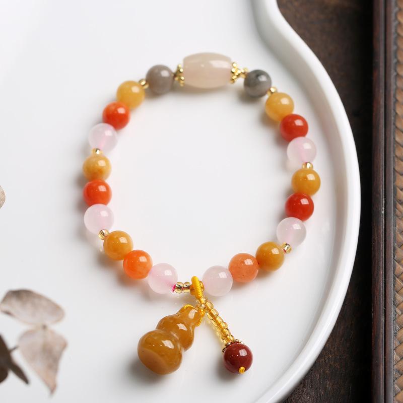 Temple Natural Xinjiang Pumpkin Beads Bracelet Couple Retro Ethnic Style Gourd Pumpkin Jinsi Jade Bracelet