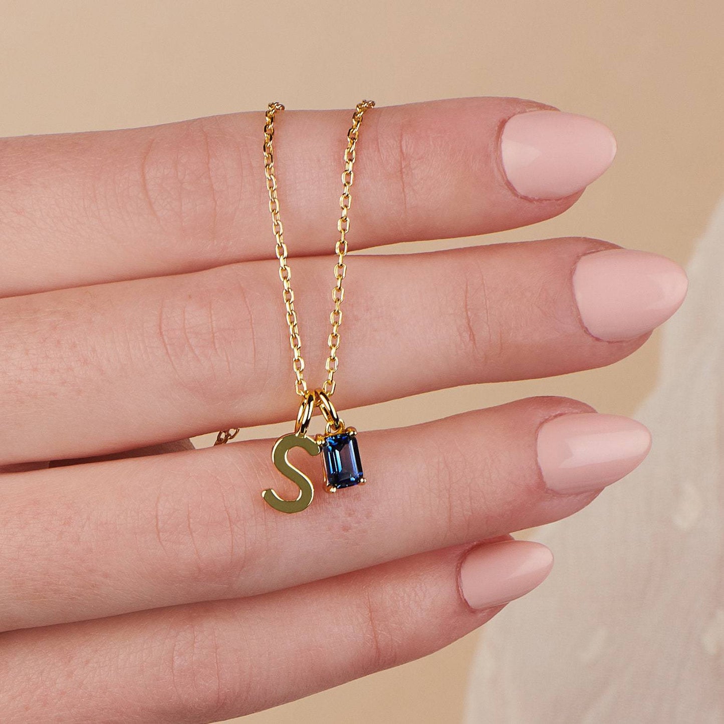Titanium Steel Necklace Rectangular December Birthstone Pendant Colorful Zircon Clavicle Chain for Women Titanium Steel Plated with 18K Gold Color Retention