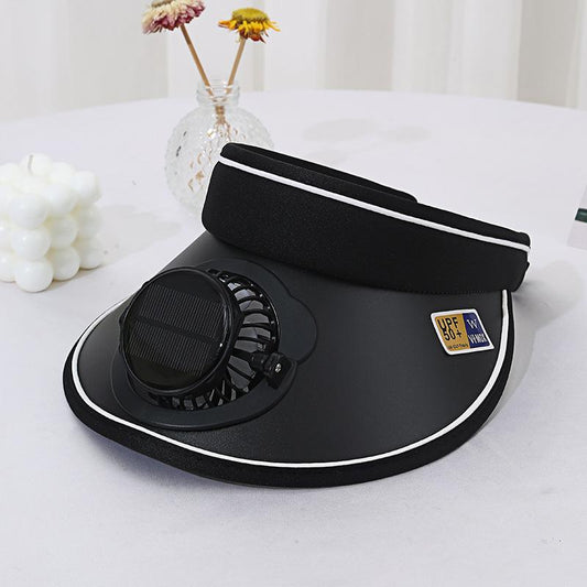 Summer Wide Brim Travel Solar Charging Fan Hat for Adults Men Women Parent-Child Open Top UV Protection Casual