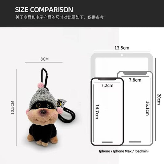 Bee Puppy Backpack with Hat Plush Doll Pendant Bag Pendant Bag Decoration Couple Funny Keychain Doll