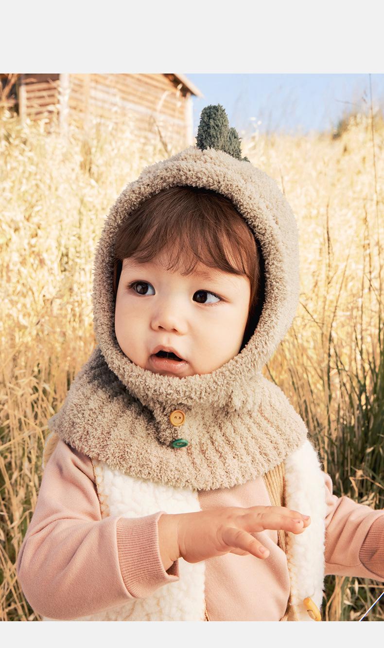 Velvet Feel One-Piece Hat Baby Hat Boys Girls Autumn Winter New Kindergarten Cute Infant Hat Class A