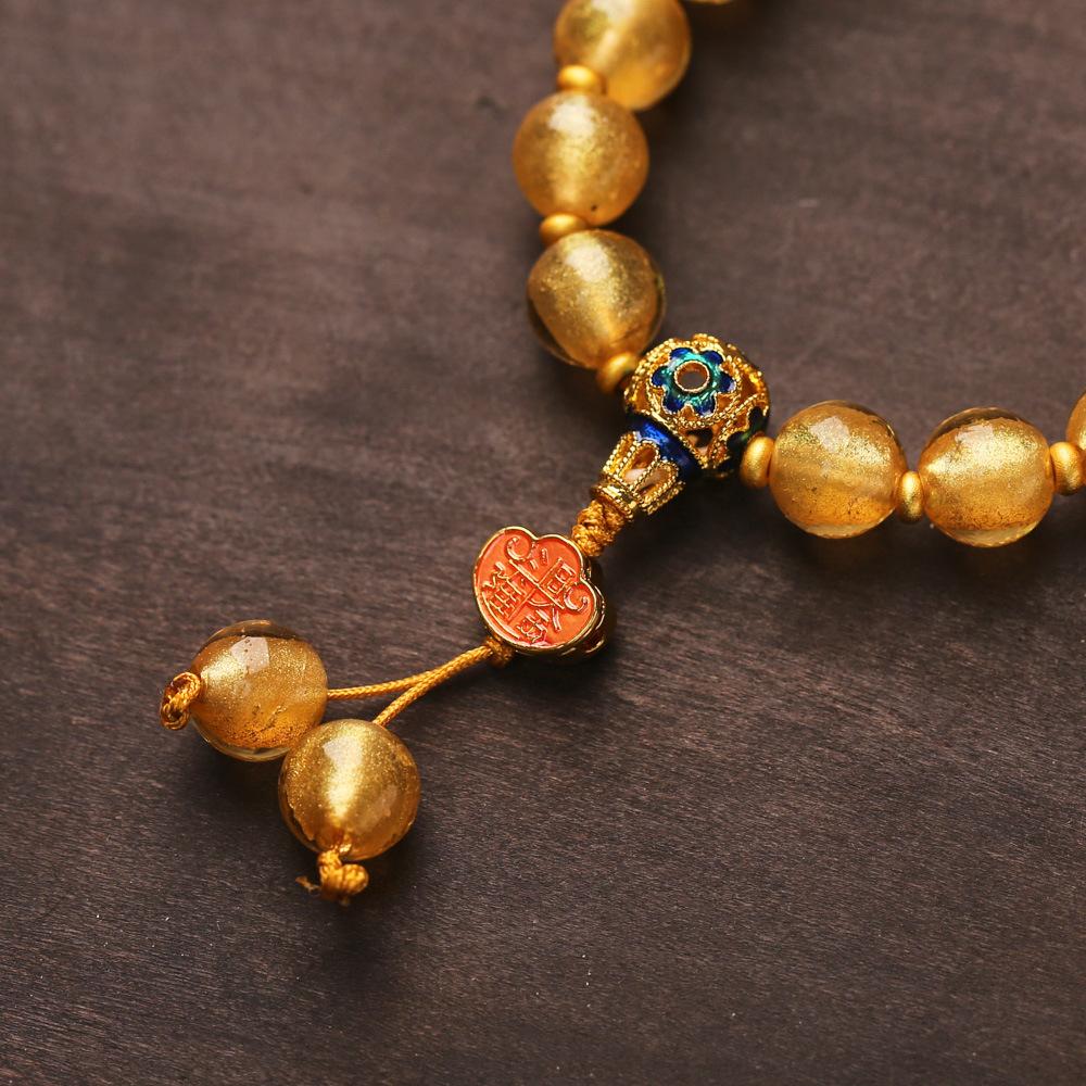 Beijing Yongxiang Gray Glass Bracelet Yellow Gold Foil Glass Daily Progress Gold Ruyi Bracelet Circulation Office
