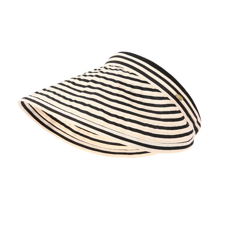 Striped Visor Hat for Women Summer Korean Style Wide Brim Sun Hat Striped Beach Hat Foldable Headband