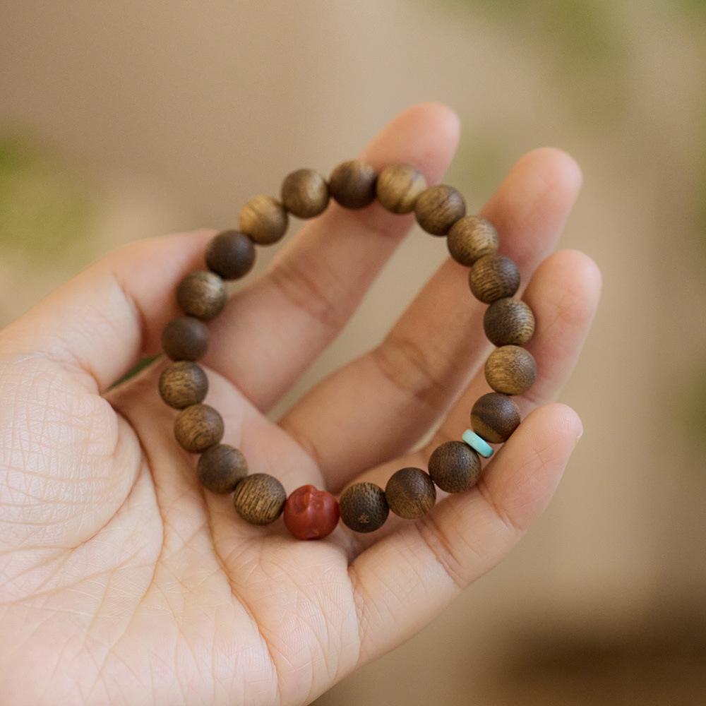 Hainan Natural Qinan Agarwood Bracelet Southern Red Pixiu Bodhisattva Chess Agarwood Beaded Bracelet Buddhist Prayer Beads