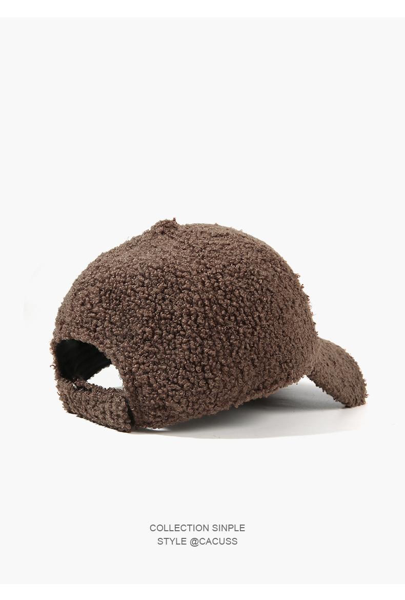 Lightweight Lamb Wool Hat for Men and Women, Autumn and Winter Korean Style Trendy Versatile Baseball Cap, Outdoor Windproof Warm Solid Color Hat
