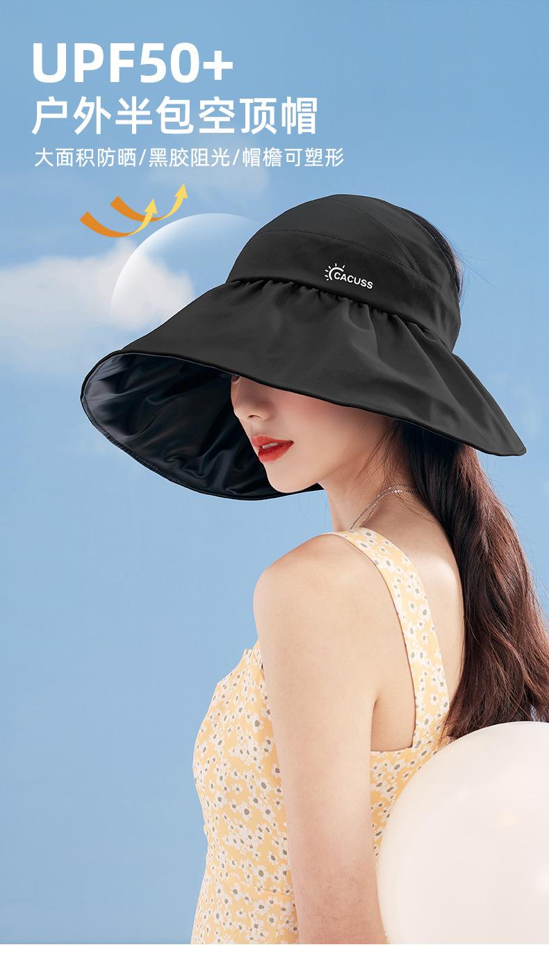 Spring and Summer Sun Hat Women's Big Brim Foldable Shell-like Bonnet Ice Silk Anti-Bacteria UV Protection Topless Hat