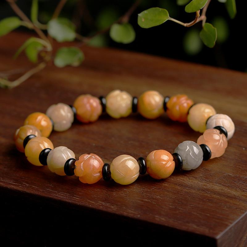 Temple Natural Xinjiang Pumpkin Beads Bracelet Couple Retro Ethnic Style Gourd Pumpkin Jinsi Jade Bracelet