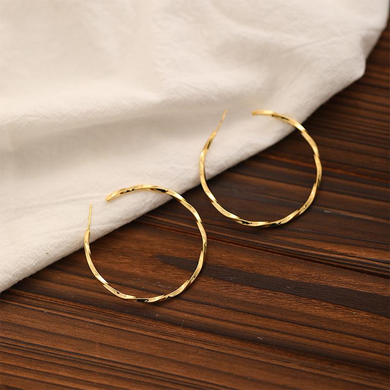 Minimalist Style Large Plain Hoop Light Luxury Ear Clips No Piercing Elegant European and American Metal High-end Design Versatile Earrings for Women Trendy