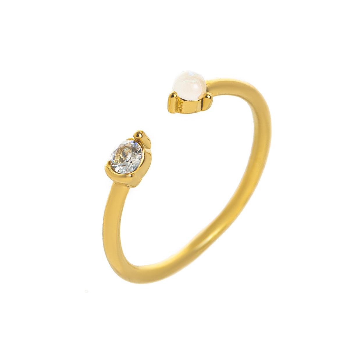 Titanium Steel Color-Retaining Natural Opal Color Zircon December Birthstone Ring Plain Band December Birthstone Plated with 18K Gold