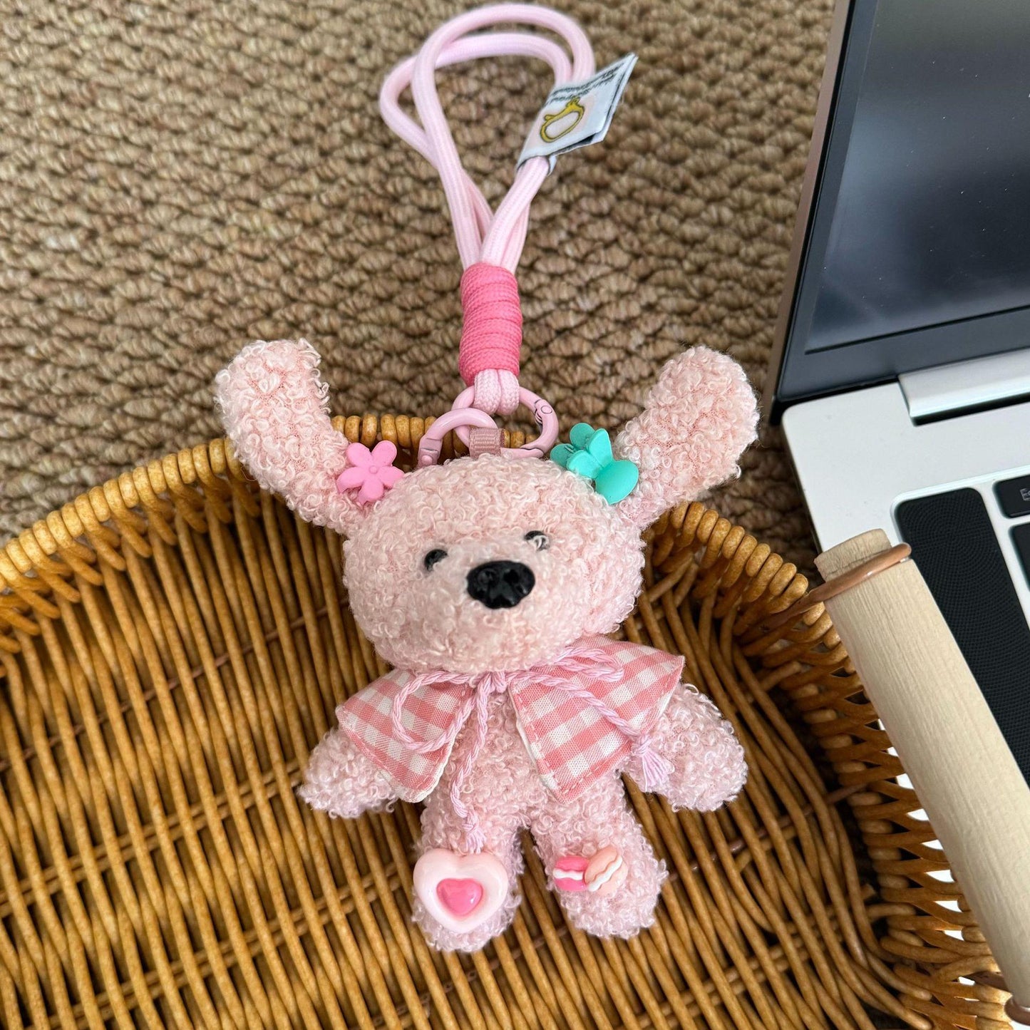 Cute Ugly Long-Eared Teddy Puppy Bag Pendant Keychain Car Hanging Decoration Gift for Girls