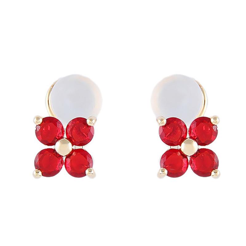 Non-Pierced Clip-On Earrings Blue Moonstone Flower Small Stud Earrings Silicone Earrings for Women New High-End Summer