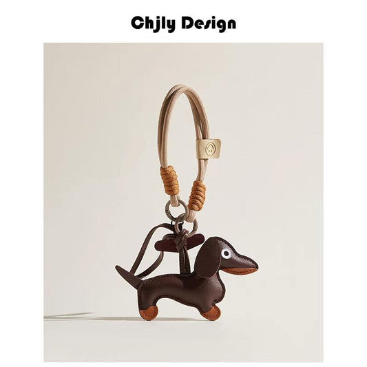 Woven Anti-Lost Short Rope Dachshund Dog Bag Pendant Phone Lanyard Car Keychain Little Pegasus Pendant