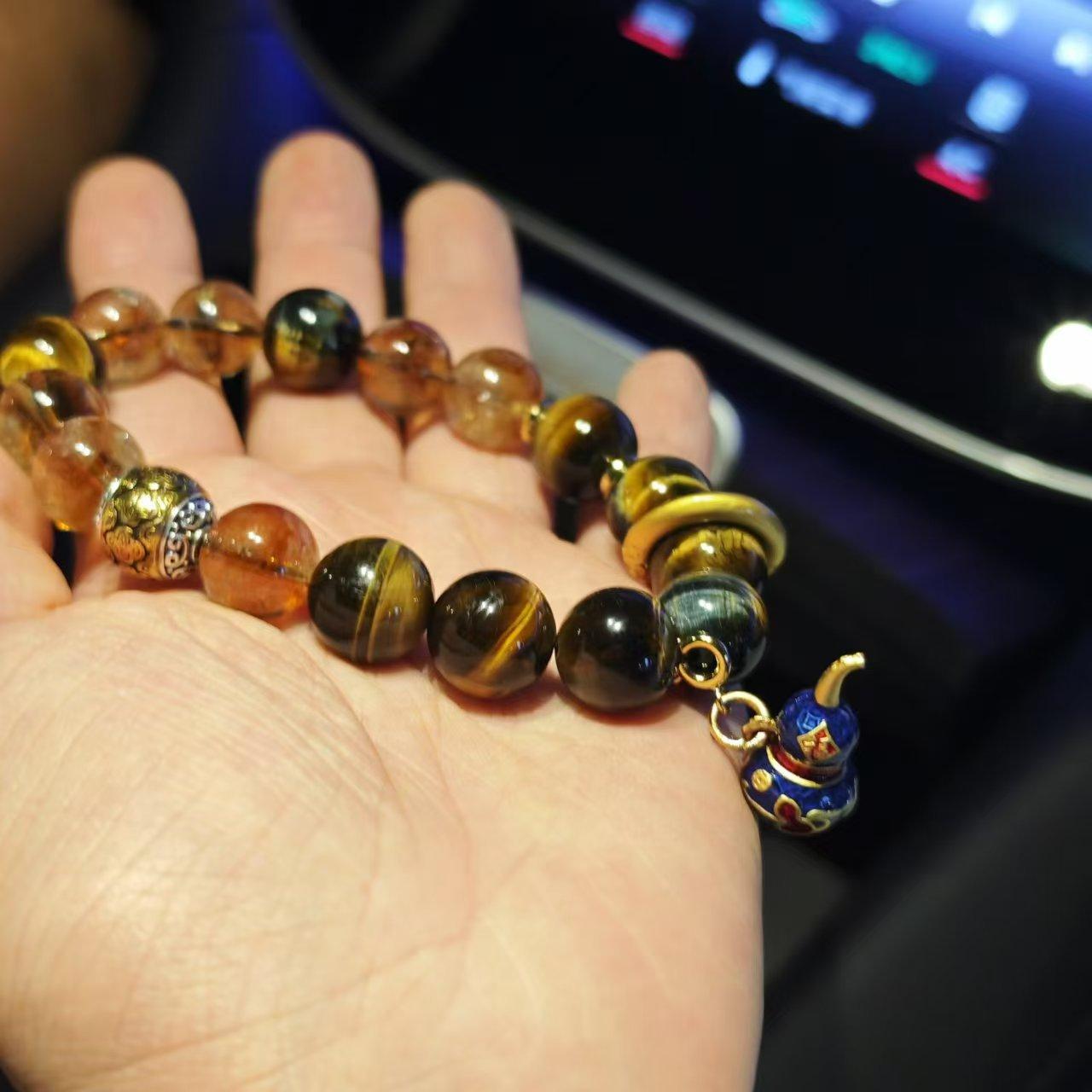 Black Myth Sun Wukong Natural Tiger Eye Stone Bracelet Obsidian Cultural Play Bracelet Personalized Gift for Men