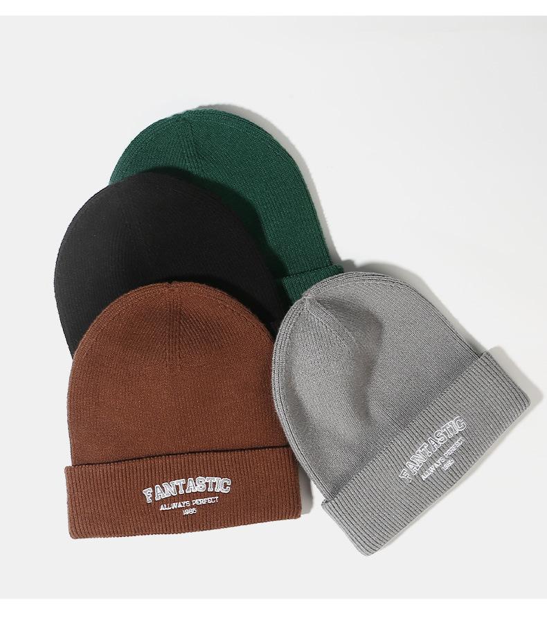 Autumn Winter Knitted Hat for Women Korean Version Large Head Circumference Fashionable Cold Hat for Men Trendy Woolen Hat Couple Matching Style