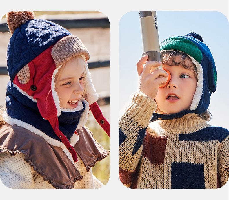 Children's Hat Winter Baby Lei Feng Hat Autumn Winter Boys Girls Kids Korean Style Fleece Lined Warm Ear Protection Hat