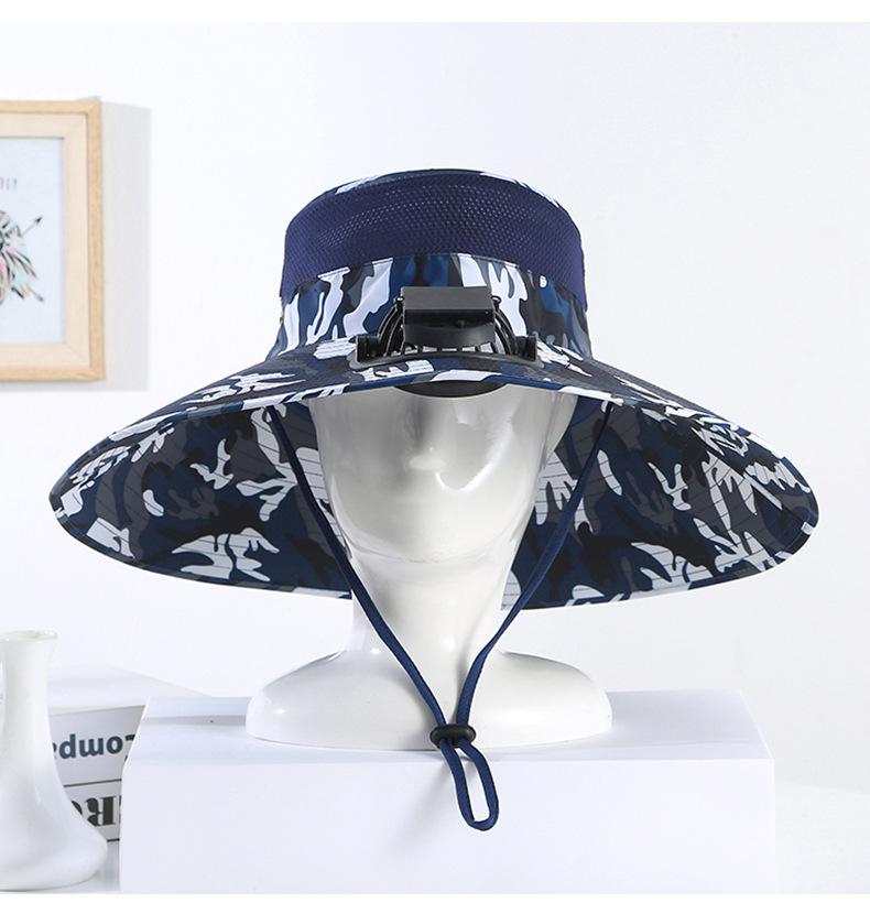 Men's Summer Wide Brim Dual Fan USB Rechargeable Fan Hat Adult Outdoor Sunshade Sun Protection Fishing Work Hat