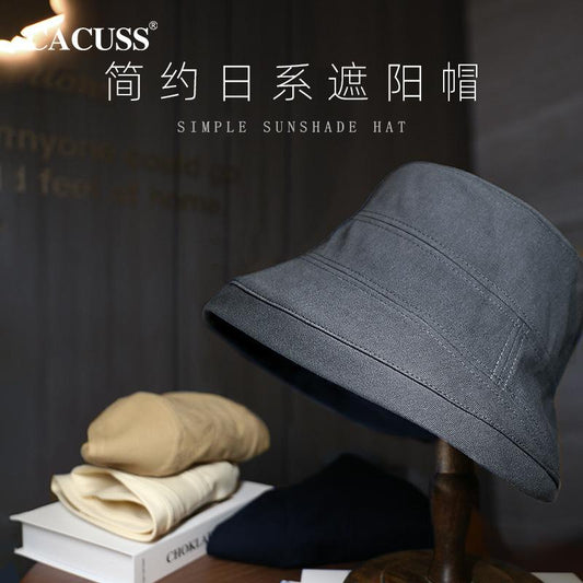 Sun Hat for Women Simple Versatile Fisherman Hat In Stock Japanese Style Large Head Circumference Sun Hat Korean Trendy Brand Wide Brim Hat