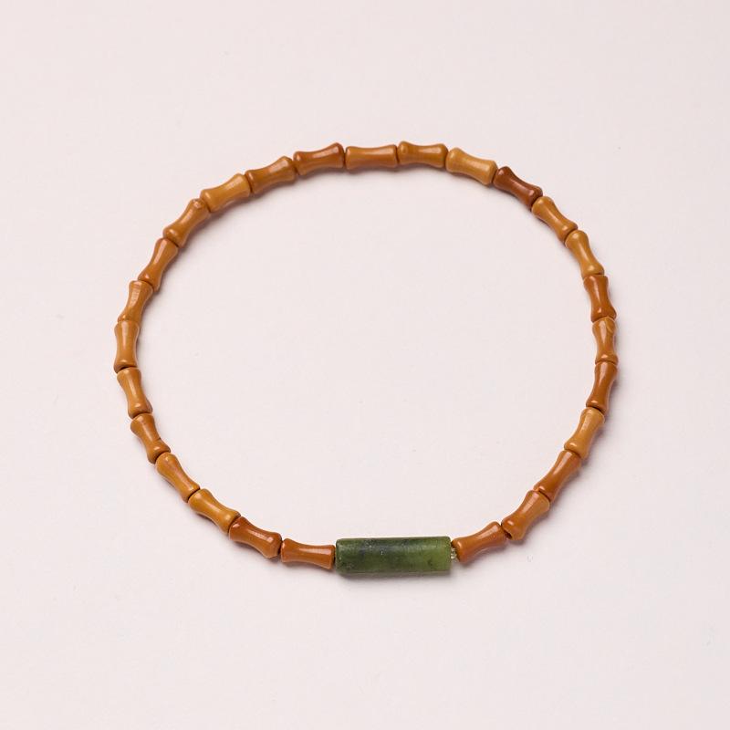 Temple Style Natural Olive Stone Bracelet New Chinese Style Bamboo Knot Bracelet Taoist Temple Souvenir Wholesale
