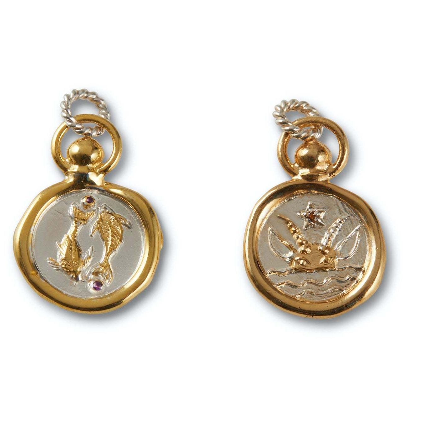European and American 12 Zodiac Sign Stamp Color Retention Casting Plated 18K Gold Contrast Pendant Necklace for Women Twelve Zodiac Sign Necklace