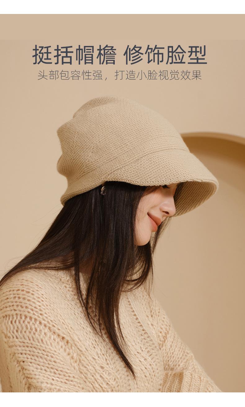 Autumn Winter Warm Knitted Hat for Women Simple Large Head Circumference Bare Face Hat Korean Style Face Covering Versatile Slouchy Hat Double Layer Wool Hat