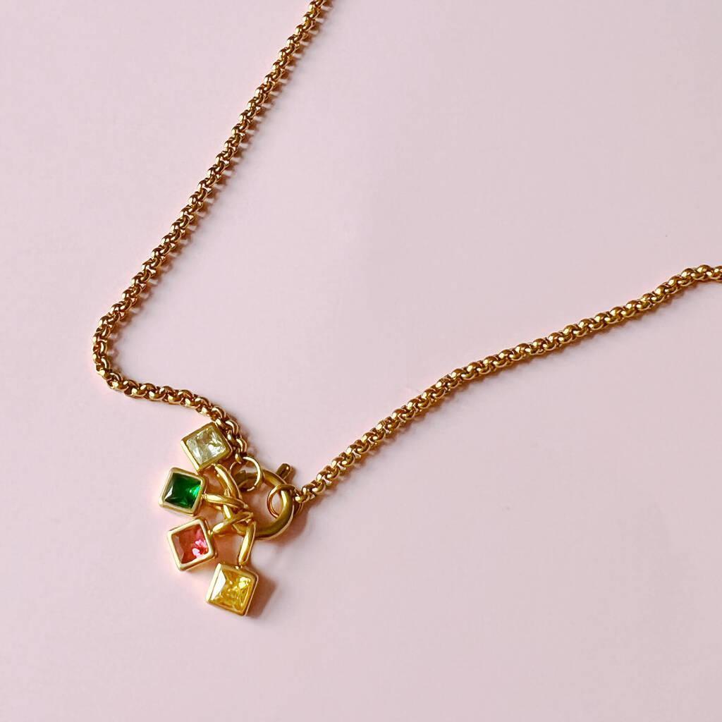 Titanium Steel 12 Birthstone Pendant DIY Accessories Necklace for Women Twelve Colorful Birthstone Cubic Zirconia Pendant