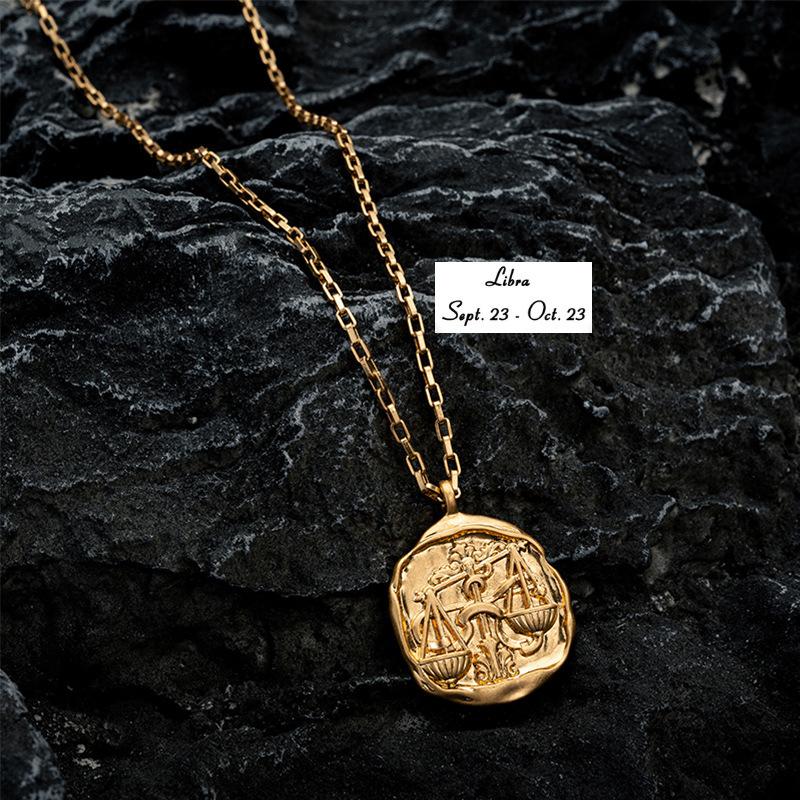 Twelve Constellation Pendant Necklace Furnace Vacuum Electroplating 18k Gold 12 Constellations