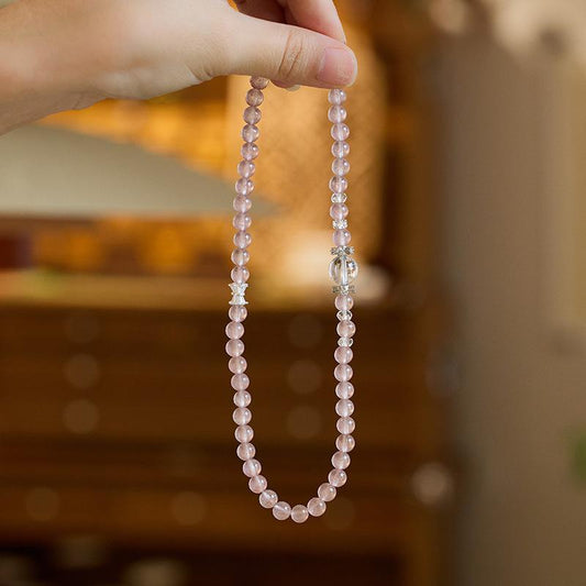 Strawberry Crystal Bracelet for Women, Slim Waist White Crystal Double Circle Bracelet, High-end Crystal