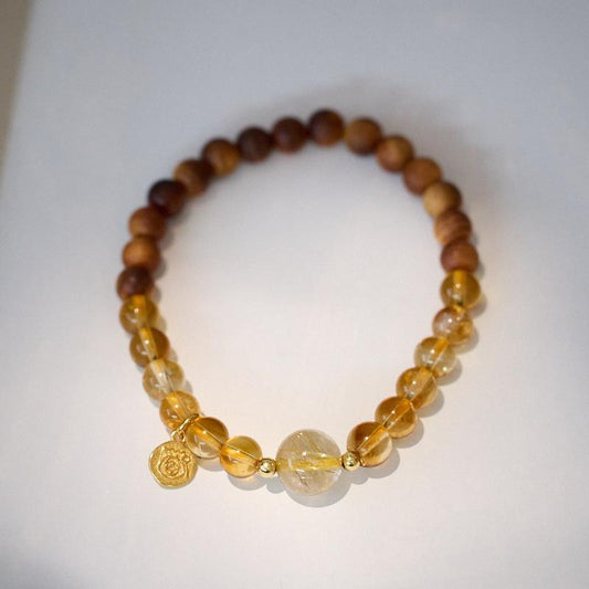 Natural 6MM Yellow Crystal Bracelet for Women Aged Cliff Cypress Money Abundance High-end Crystal Bracelet Best Friend Gift