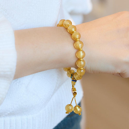 Beijing Yongxiang Gray Glass Bracelet Yellow Gold Foil Glass Daily Progress Gold Ruyi Bracelet Circulation Office