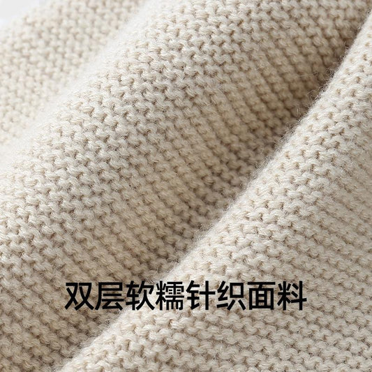 Autumn Winter Warm Knitted Hat for Women Simple Large Head Circumference Bare Face Hat Korean Style Face Covering Versatile Slouchy Hat Double Layer Wool Hat