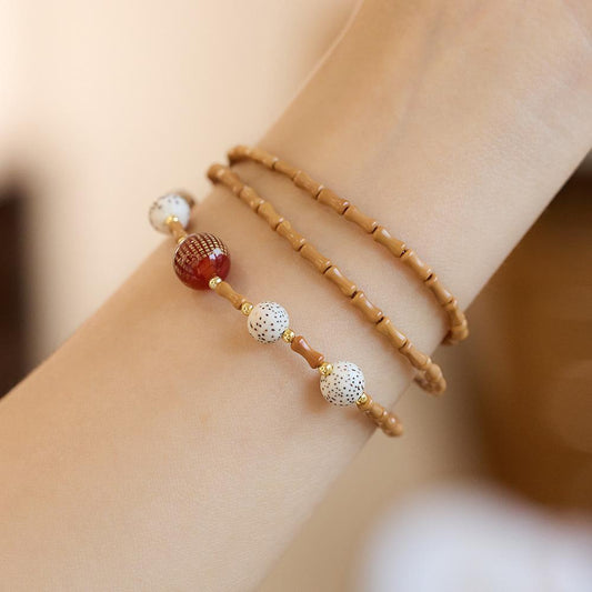 Nanhong Dream Bamboo Knot Olive Stone Bracelet Star Moon Bodhi Red Agate Heart Sutra Three-Circle Multi-Treasure Bracelet