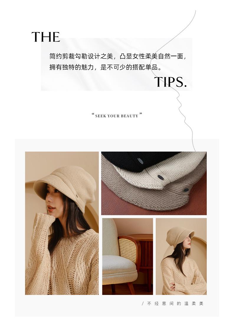 Autumn Winter Warm Knitted Hat for Women Simple Large Head Circumference Bare Face Hat Korean Style Face Covering Versatile Slouchy Hat Double Layer Wool Hat