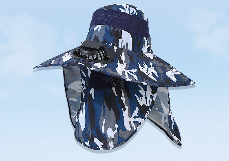 Men's Summer Wide Brim Dual Fan USB Rechargeable Fan Hat Adult Outdoor Sunshade Sun Protection Fishing Work Hat