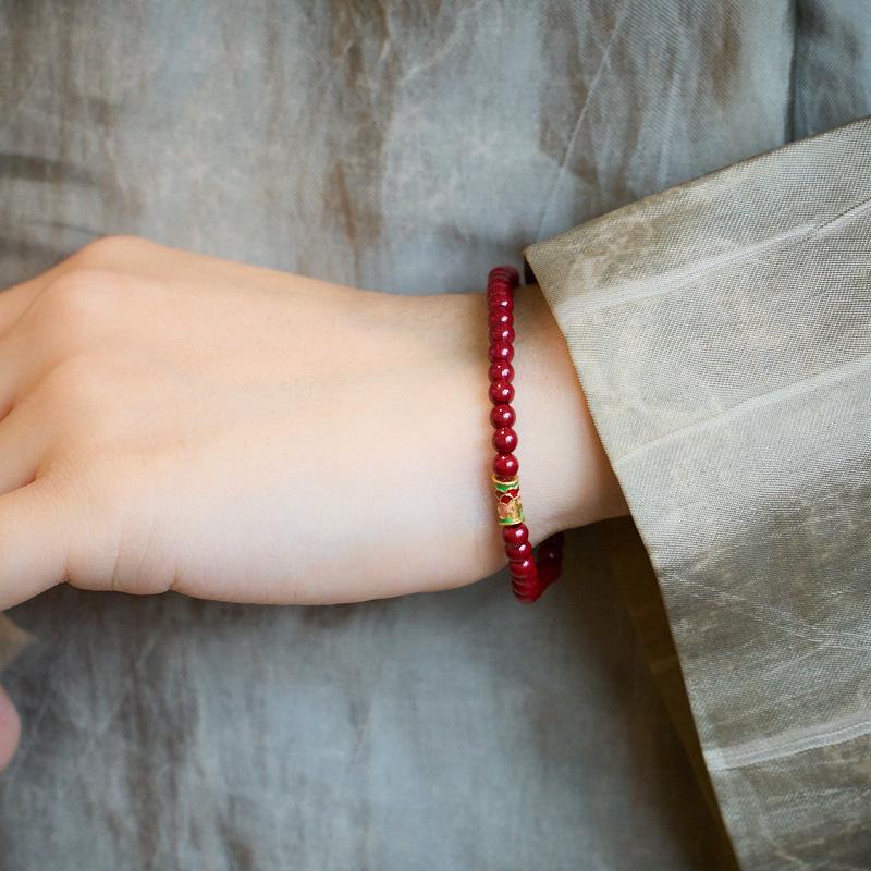 Xiangxi Natural Cinnabar Bracelet Good Luck Koi Purple Gold Sand Bracelet Zodiac Year Chen Sand Bracelet Gift