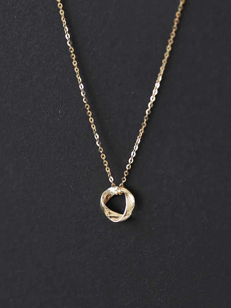 All-over S925 Sterling Silver Gold-plated Necklace for Women Mobius Elegant Versatile Pendant Beautiful Simple Collarbone Chain