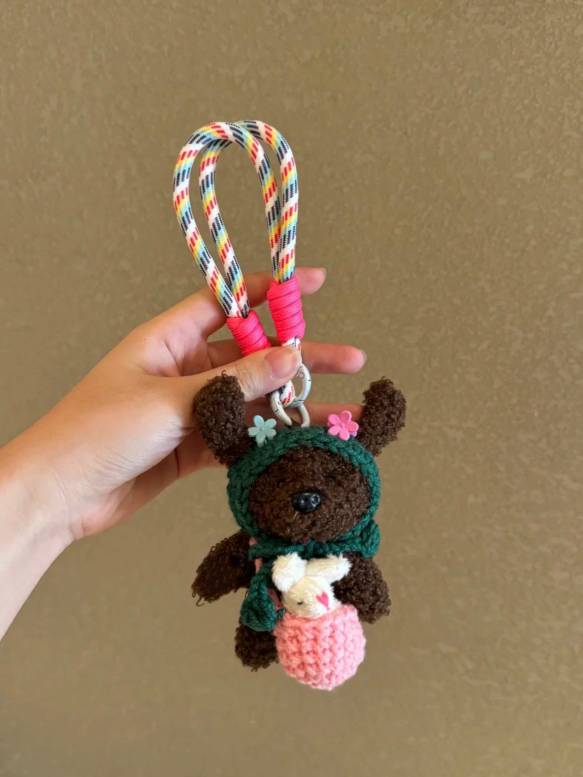 Cute Ugly Long-Eared Teddy Puppy Bag Pendant Keychain Car Hanging Decoration Gift for Girls