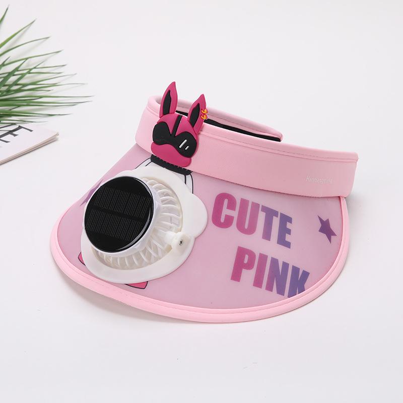 Children's Solar Charging Fan Hat Cartoon Boys and Girls Big Kids Outdoor Summer Sunshade Sun Protection Visor Hat