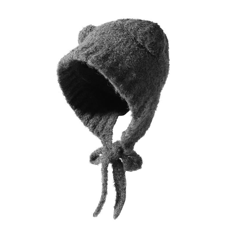 Autumn and Winter Cute Bear Parent-Child Knitted Hat Warm Ear Protection Wool Hat Korean Version Fluffy Cold-Proof Outdoor Hat