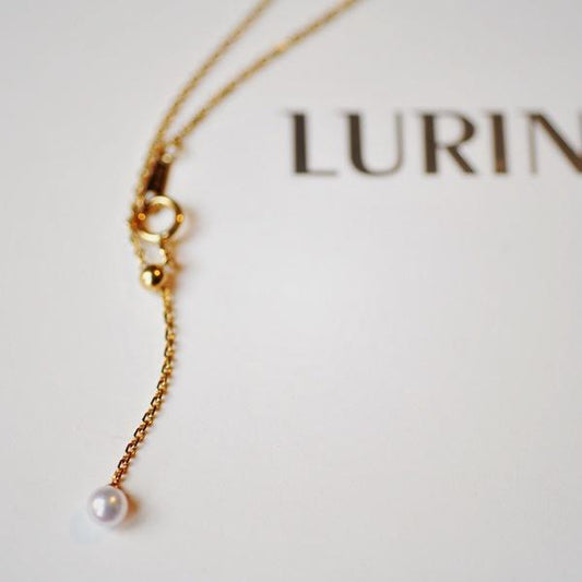 S925 Silver Plated 18K Gold Necklace Mini Pearl Pendant Collarbone Chain Adjustable Minimalist Versatile