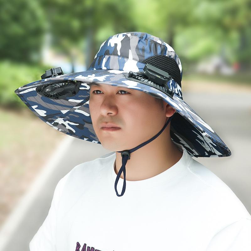 Summer Rechargeable Multi-Fan Hat Pastoral Outdoor Play Work Travel Sunshade Face Shield Wide Brim Sun Hat
