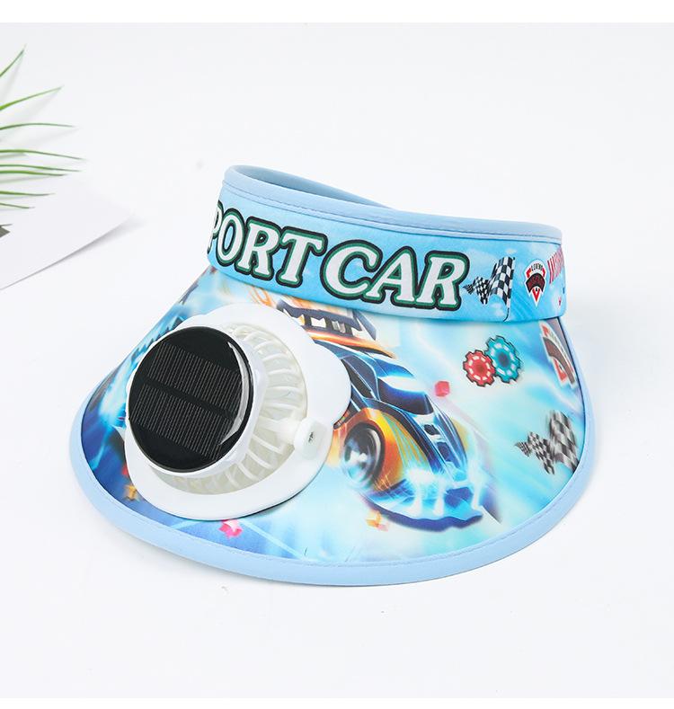 Children's Solar Charging Fan Hat Cartoon Boys and Girls Big Kids Outdoor Summer Sunshade Sun Protection Visor Hat