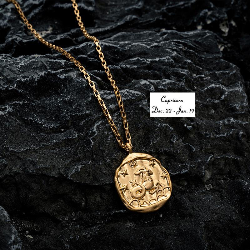 Twelve Constellation Pendant Necklace Furnace Vacuum Electroplating 18k Gold 12 Constellations