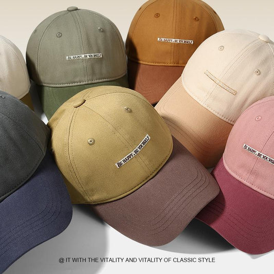 Spring Summer New Pure Cotton Baseball Cap Women Fashion Color-Block Soft Top Duckbill Cap Men Outdoor Casual Versatile Sun Hat