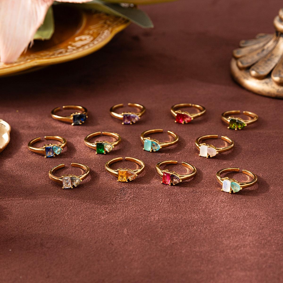Titanium Steel Multicolor Zircon December Birthstone Ring Plain Band Ring December Birthstone Color Retention